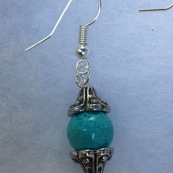 Turquoise Magnesite Drop Earrings - Picture 5 of 8
